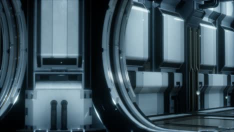3D-Darstellung-Eines-Realistischen-Science-Fiction-Raumschiffkorridors